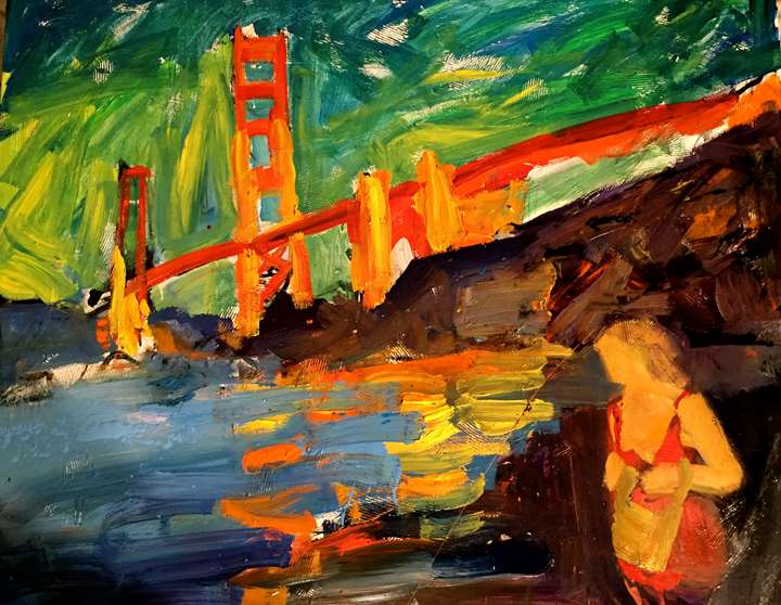The Barbary Coast, Woman in Red by the Golden Gate